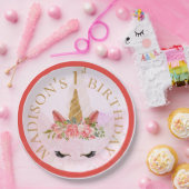 Assiettes En Carton Pastel Floral Unicorne fête d'anniversaire (Fête)