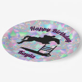 Assiettes En Carton Pastel Iridescente Joyeuse Fille Cheval Anniversai (Angle)