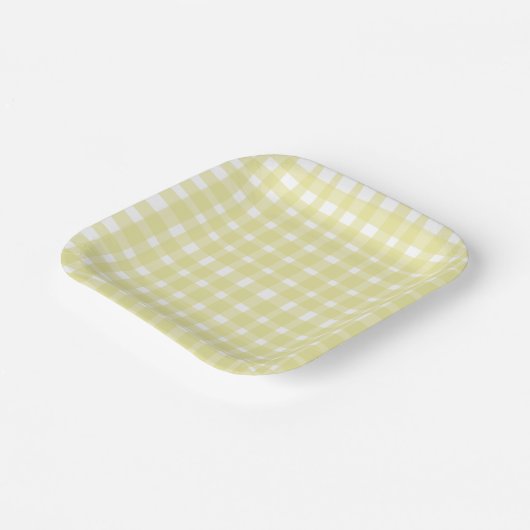 Assiettes En Carton Pastel Jaune Imparfait Plaques En vichy Papier (Angulaire)