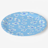 Assiettes En Carton Pastel Jolie Fleurs Bleues et Blanches (Angle)