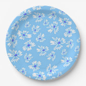 Assiettes En Carton Pastel Jolie Fleurs Bleues et Blanches (Devant)