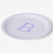 Assiettes En Carton Pastel Lavender et En vichy blanc Monogramme (Angle)