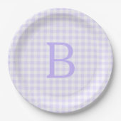 Assiettes En Carton Pastel Lavender et En vichy blanc Monogramme (Devant)
