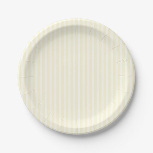 Assiettes En Carton Pastel Lemon Yellow Stripes blanches Pale Yellow (Devant)