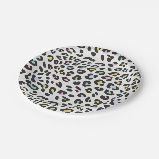 Assiettes En Carton Pastel Leopard Spot Motif (Angle)