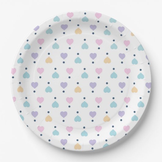 Assiettes En Carton Pastel Love Heart Motif (Devant)