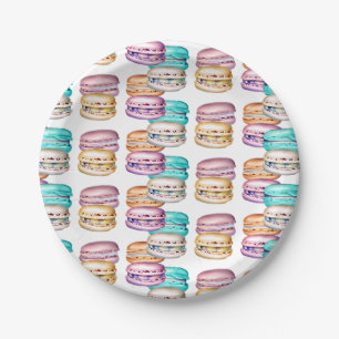 Assiettes En Carton Pastel Macaron Cookie Thème Anniversaire
