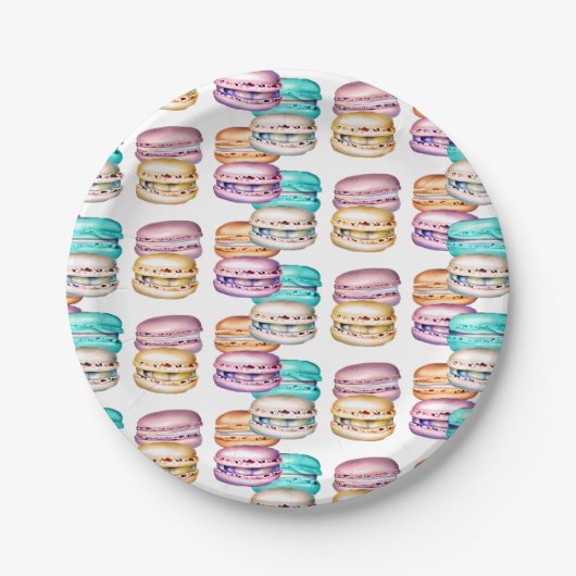 Assiettes En Carton Pastel Macaron Cookie Thème Anniversaire (Devant)