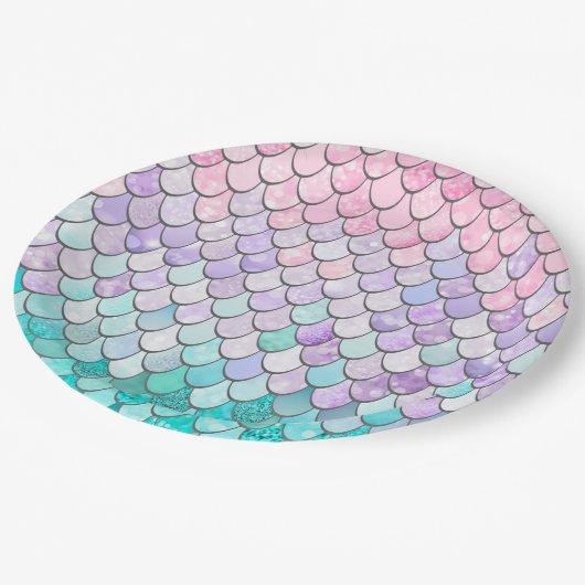 Assiettes En Carton Pastel Mermaid Plaques papier fête d'anniversaire (Angle)
