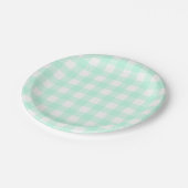 Assiettes En Carton Pastel Mint Green Pâques Plaid Motif (Angle)