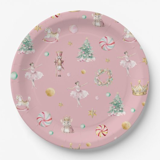 Assiettes En Carton Pastel Nutcracker Noël fête d'anniversaire (Devant)