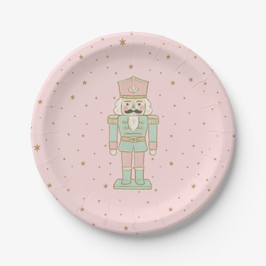 Assiettes En Carton "Pastel Nutcracker Party Plate – Whimsical Holiday (Devant)