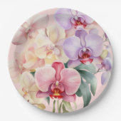 Assiettes En Carton Pastel Orchids Mariage élégant (Devant)