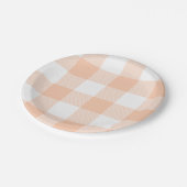 Assiettes En Carton Pastel Peach En vichy Plaid Motif (Angle)