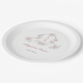 Assiettes En Carton Pastel Peonies Cadre Mariage Monogrammes (Angle)