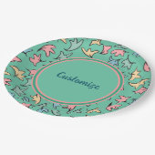 Assiettes En Carton Pastel personnalisé Feuilles vert (Angle)