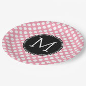 Assiettes En Carton Pastel Pink and Black Polka Dots Custom (Angle)