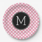 Assiettes En Carton Pastel Pink and Black Polka Dots Custom (Devant)
