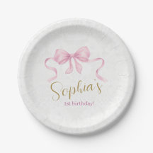 Pastel Pink Bow & Elegant Gold Script Anniversaire