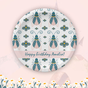 Assiettes En Carton Pastel Pink Bugs Flower Girl Anniversaire