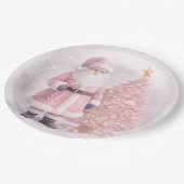 Assiettes En Carton Pastel Pink Christmas Santa  (Angle)