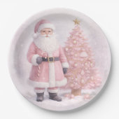 Assiettes En Carton Pastel Pink Christmas Santa  (Devant)