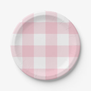 Assiettes En Carton Pastel Pink En vichy Plaid Motif