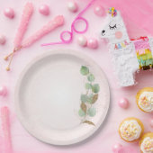 Assiettes En Carton Pastel Pink et Parties scintillant Feuilles botani (Fête)