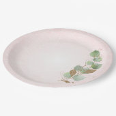Assiettes En Carton Pastel Pink et Parties scintillant Feuilles botani (Angle)