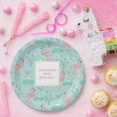 Assiettes En Carton Pastel Pink Flamants roses Vert Motif Anniversaire (Fête)