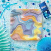 Assiettes En Carton Pastel Plastic Fluid Abstrait (Fête)