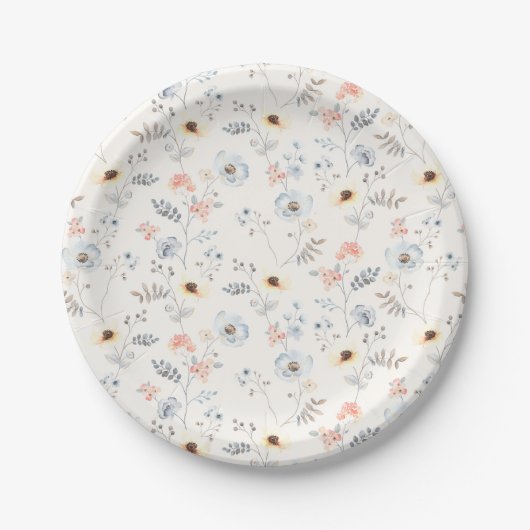 Assiettes En Carton Pastel Poppy Floral Garden Motif (Devant)
