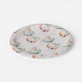Assiettes En Carton Pastel Pumpkin and Bows Gender Reveal Paper Plate (Angle)