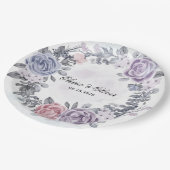 Assiettes En Carton Pastel Purple Blue Rose Floral Mariage (Angle)