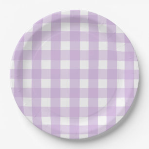 Assiettes En Carton Pastel Purple En vichy Motif