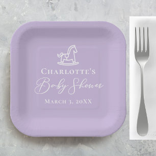 Assiettes En Carton Pastel Purple Horse Baby shower sur mesure