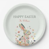Assiettes En Carton Pastel Rabbit Fête de Pâques (Devant)