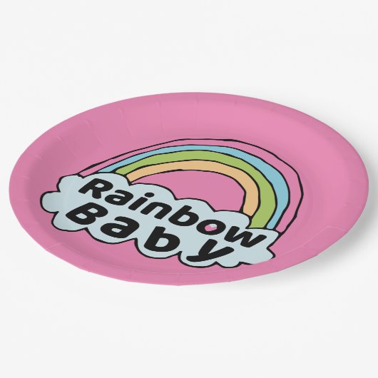 Assiettes En Carton Pastel Rainbow Baby Birth Blessing Birth Miracle (Angle)