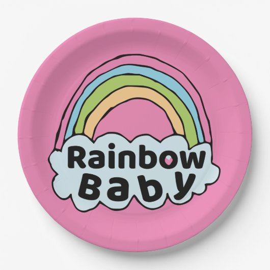 Assiettes En Carton Pastel Rainbow Baby Birth Blessing Birth Miracle (Devant)