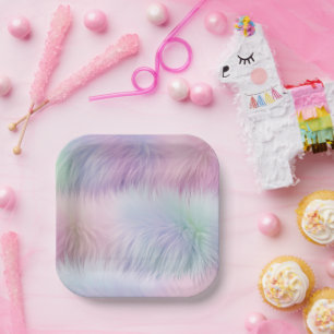 Assiettes En Carton Pastel Rainbow Fur