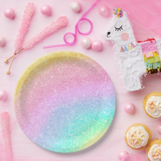Assiettes En Carton Pastel Rainbow Ombre (Fête)