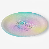 Assiettes En Carton Pastel Rainbow Parties scintillant dégradé (Angle)