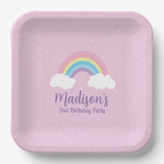 Assiettes En Carton Pastel Rainbow Pink Plate (Recto)