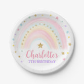 Assiettes En Carton Pastel Rainbow Plaque papier d'anniversaire (Devant)