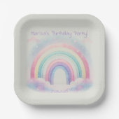 Assiettes En Carton Pastel Rainbow Plaques papier fête d'anniversaire (Recto)