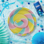 Assiettes En Carton Pastel Rainbow Spiral Candy Photo (Fête)