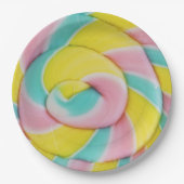 Assiettes En Carton Pastel Rainbow Spiral Candy Photo (Devant)