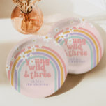 Assiettes En Carton Pastel rainbow young Wild trois 3e anniversaire<br><div class="desc">Plaques d'inspiration rétro Young Wild et Three 3ème anniversaire avec hippie style pastel arc-en-ciel,  et marguerites</div>