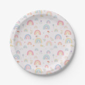 Assiettes En Carton Pastel Rainbows Girly Fleurs sauvages & Coeurs (Devant)