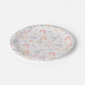 Assiettes En Carton Pastel Rainbows Girly Fleurs sauvages & Coeurs (Angle)